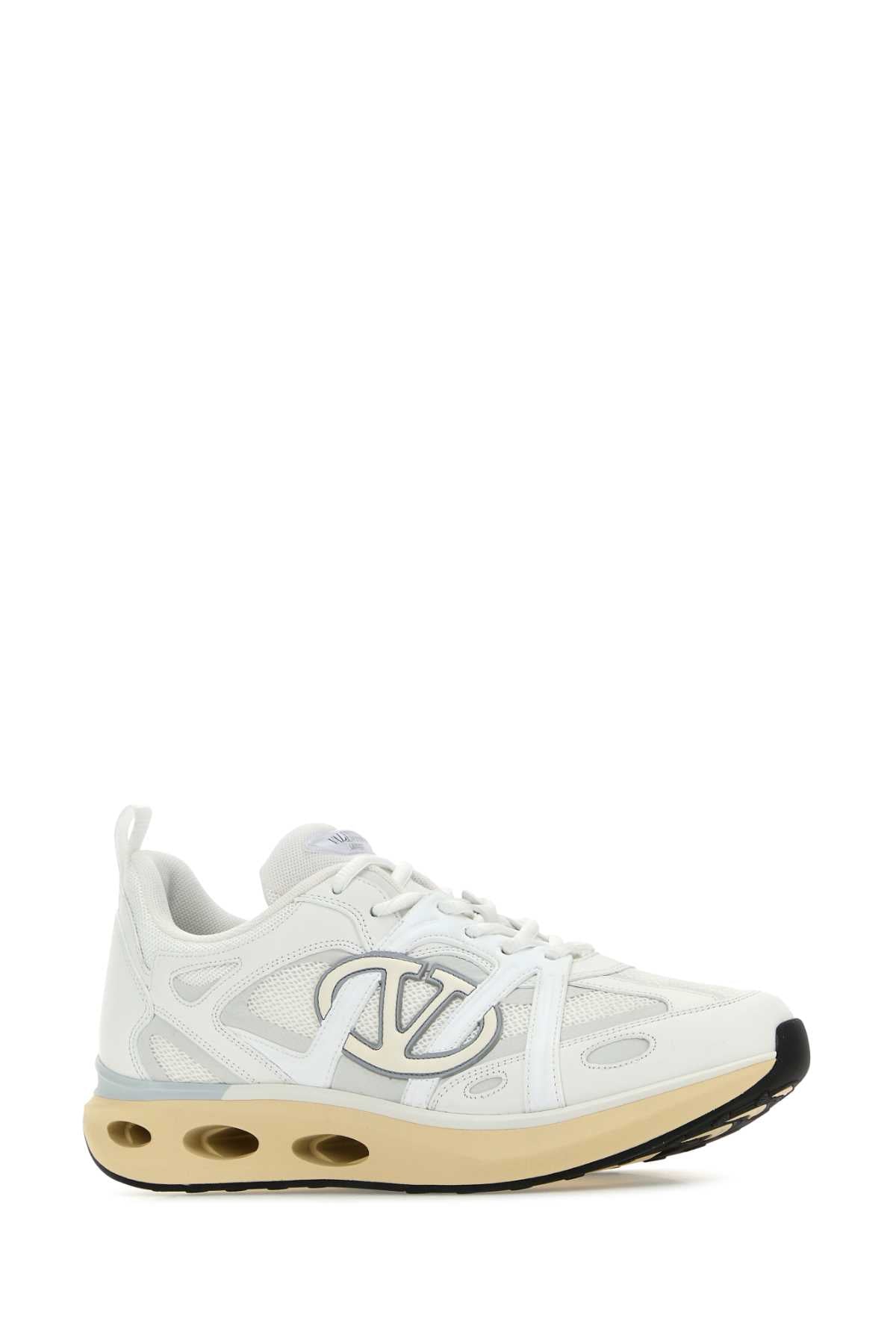 Valentino Garavani Men White Leather And Fabric Vlogo Easyjog Sneakers by Luosophy