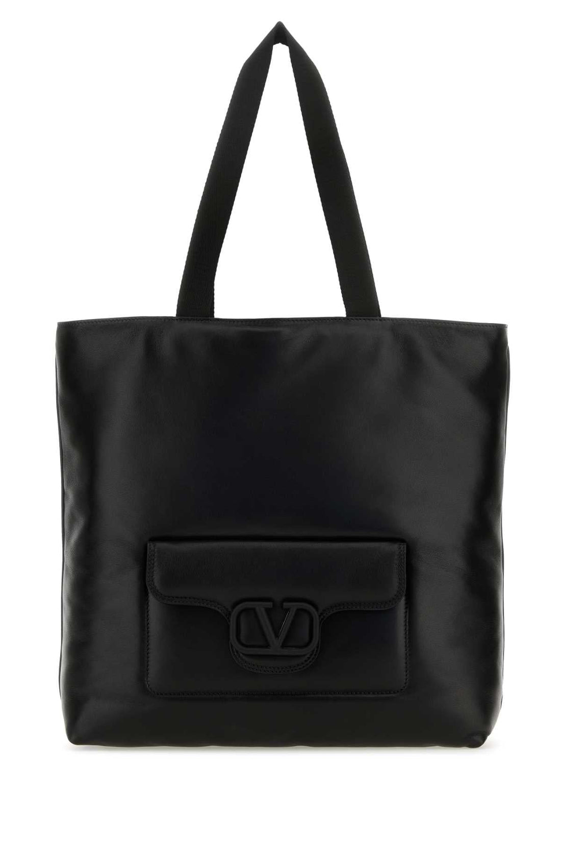 Valentino Garavani Men Black Nappa Leather Valentino Garavani Noir Shopping Bag by Luosophy