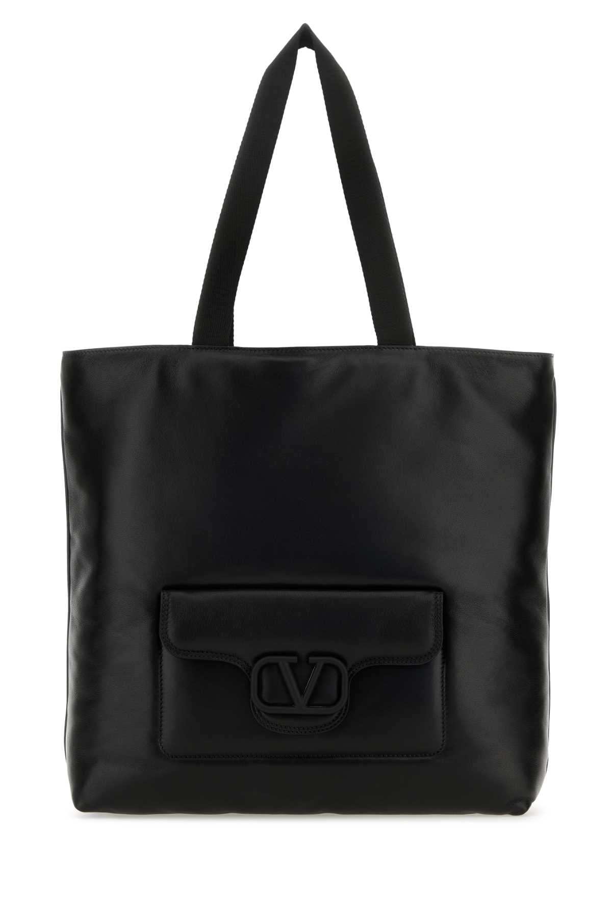 Valentino Garavani Men Black Nappa Leather Valentino Garavani Noir Shopping Bag by Luosophy