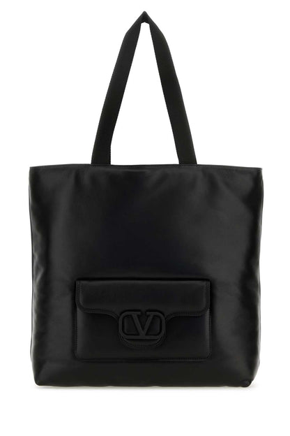 Valentino Garavani Men Black Nappa Leather Valentino Garavani Noir Shopping Bag by Luosophy