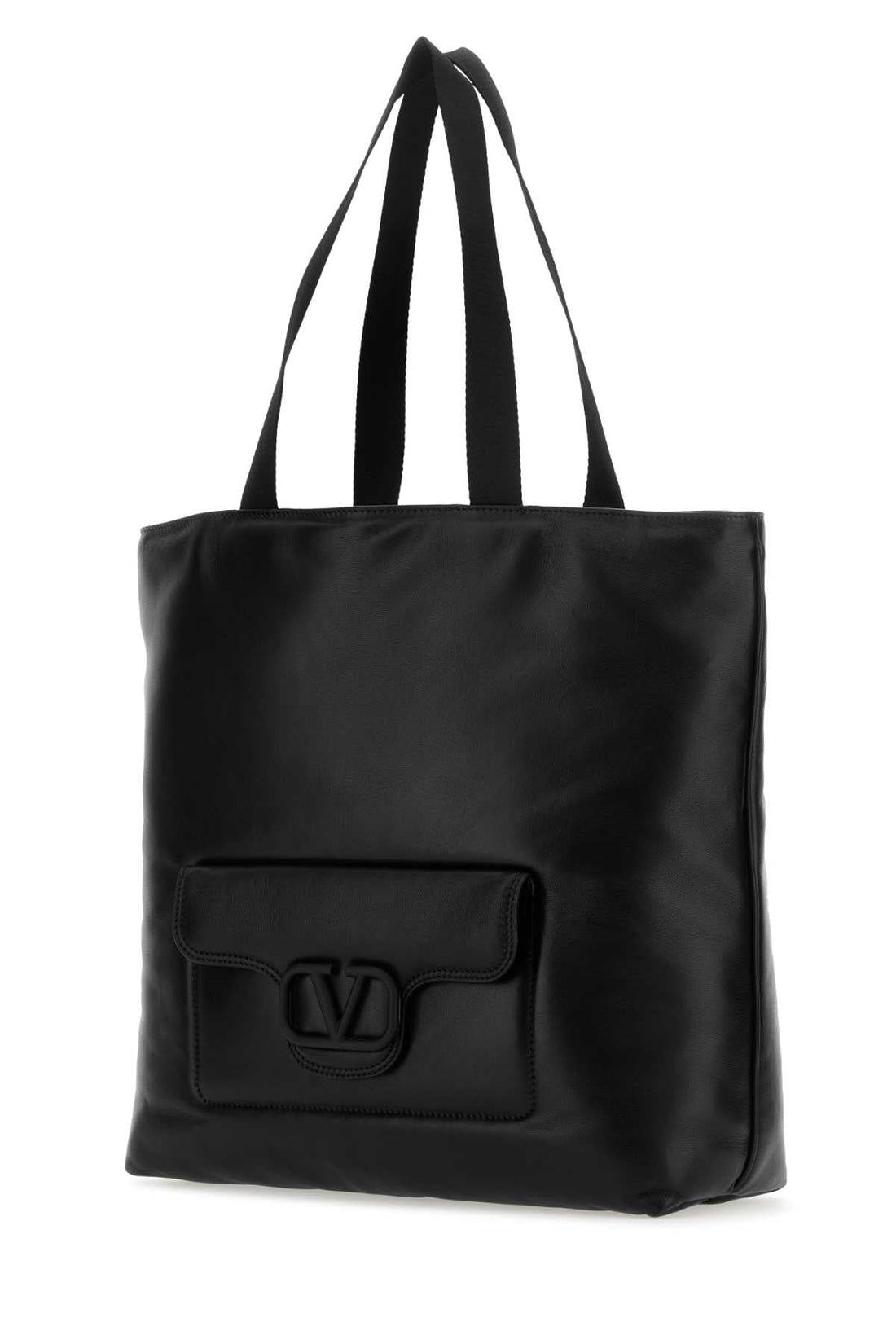 Valentino Garavani Men Black Nappa Leather Valentino Garavani Noir Shopping Bag by Luosophy