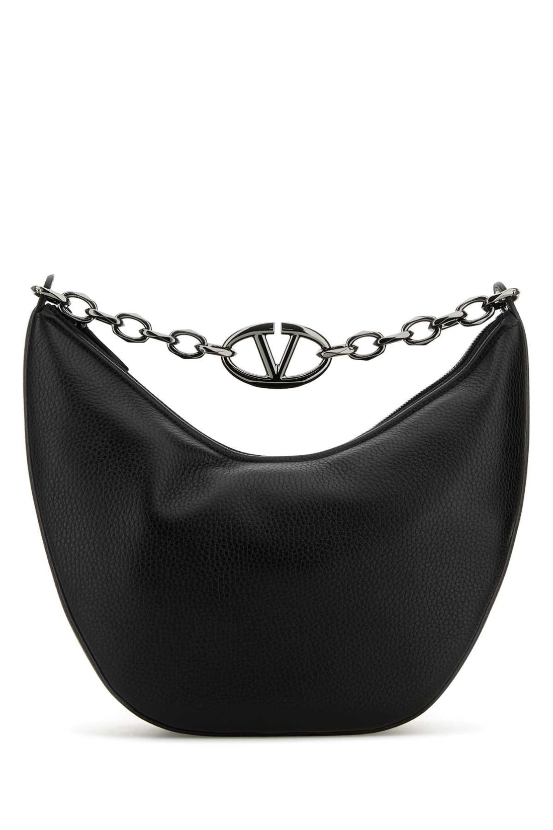 Valentino Garavani Men Black Leather Hobo Vlogo Moon Shoulder Bag by Luosophy