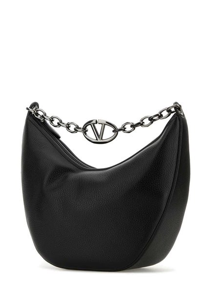 Valentino Garavani Men Black Leather Hobo Vlogo Moon Shoulder Bag by Luosophy