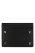 Valentino Garavani Men Black Leather Rockstud Card Holder by Luosophy