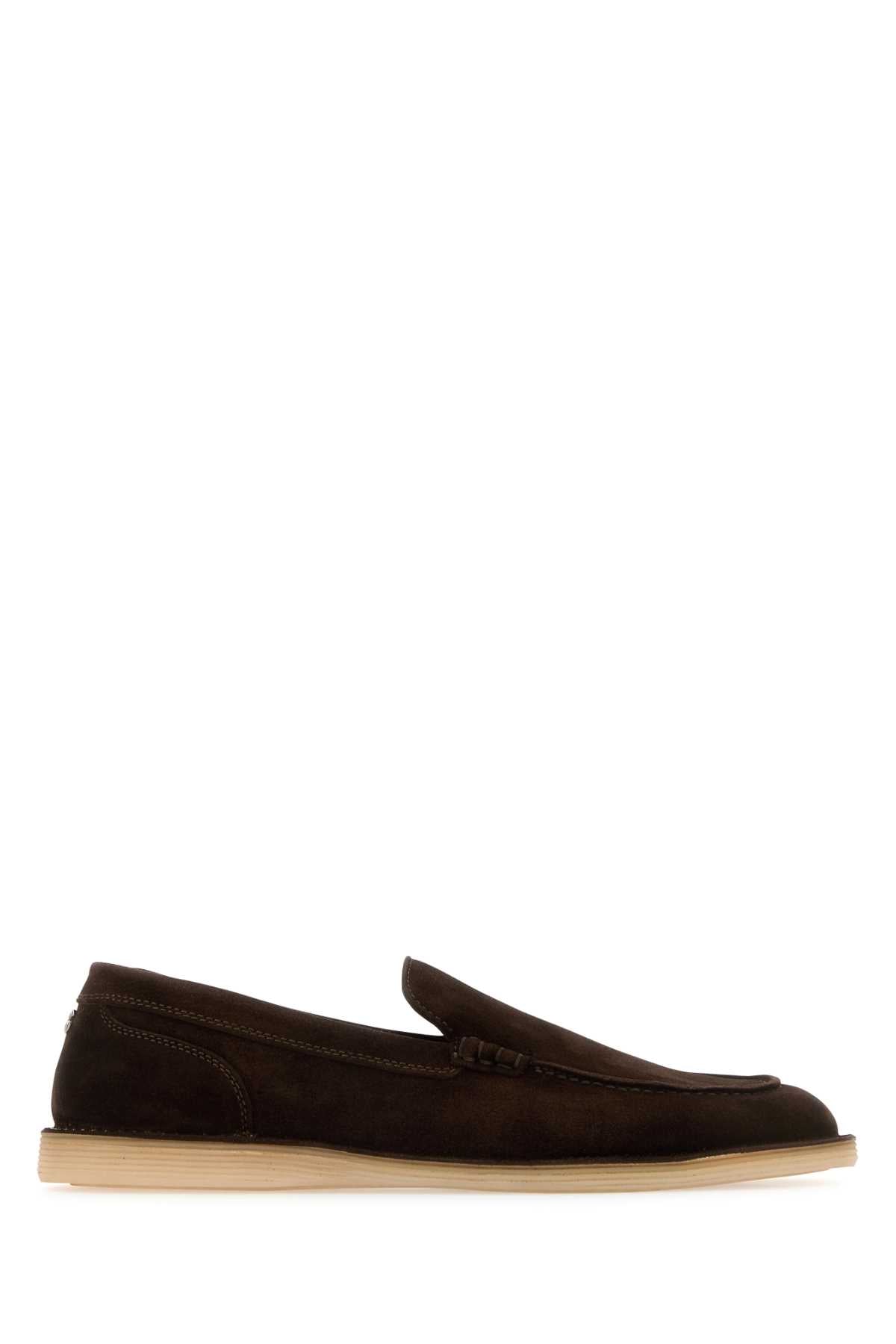Dolce &amp; Gabbana Men Chocolate Suede New Florio Loafers by Luosophy