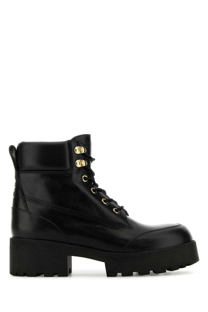 Givenchy Women Black Leather Trekker Ankle Boots by Luosophy