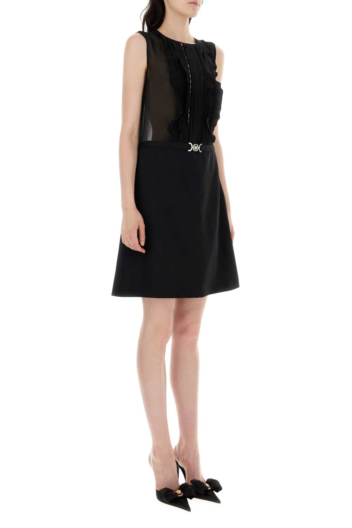 Versace Women Black Georgette Mini Dress by Luosophy