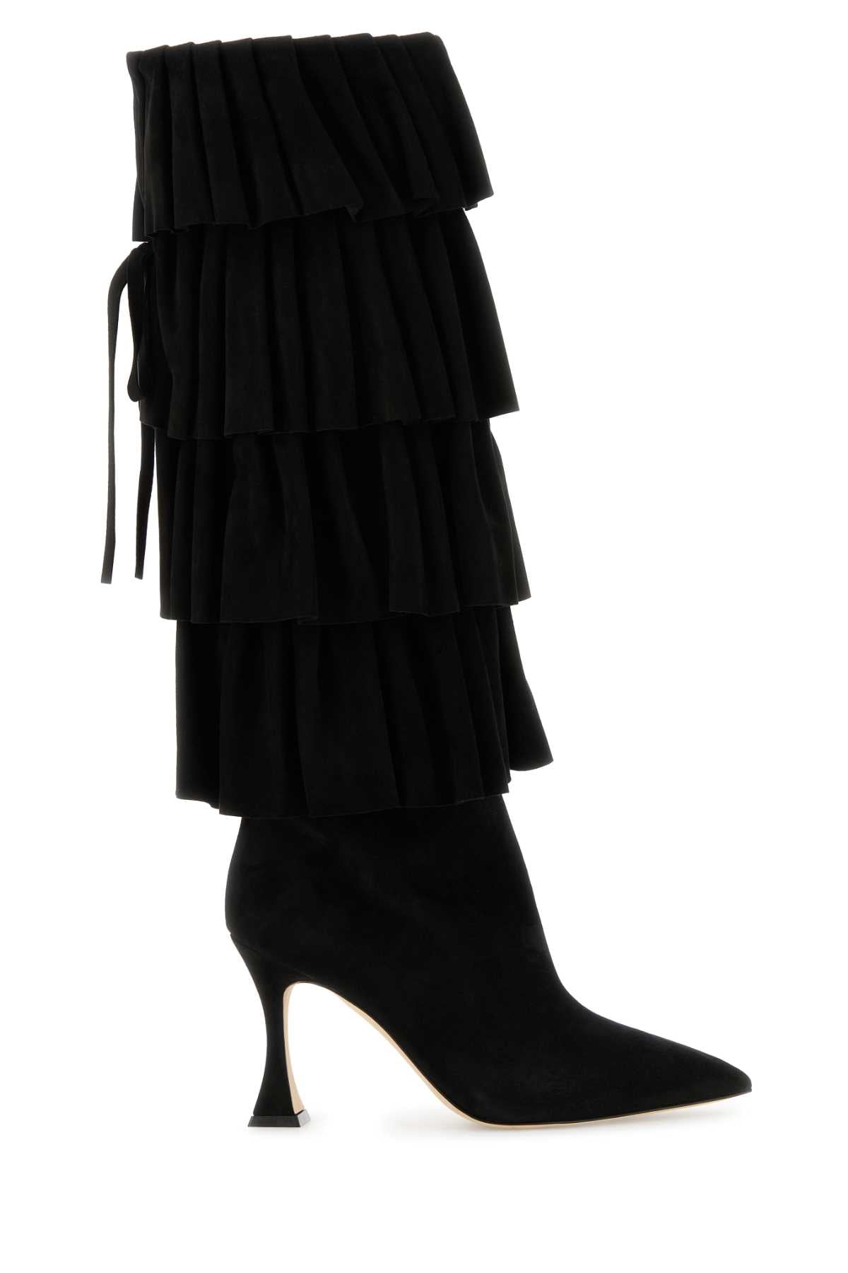 Manolo Blahnik Women Black Suede Miralone Boots by Luosophy