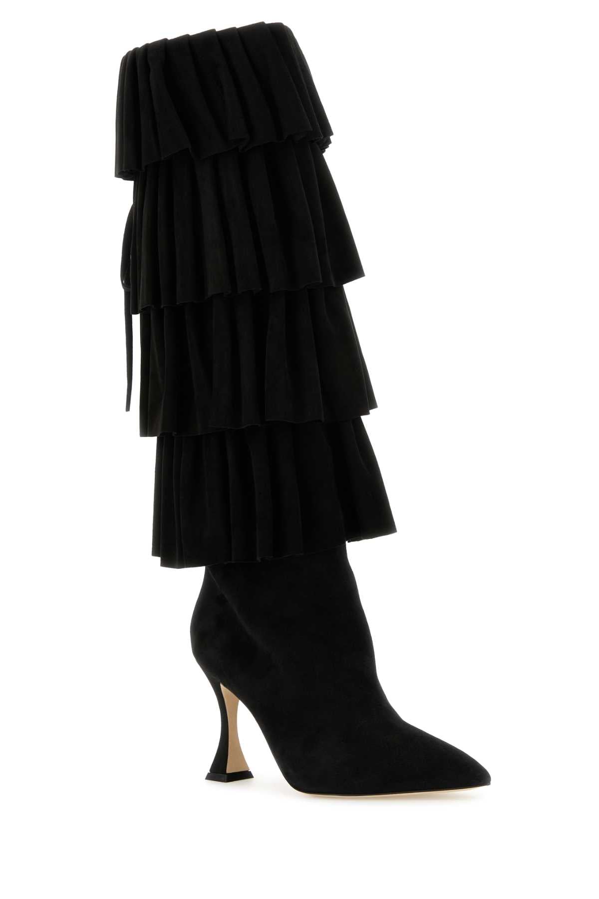 Manolo Blahnik Women Black Suede Miralone Boots by Luosophy