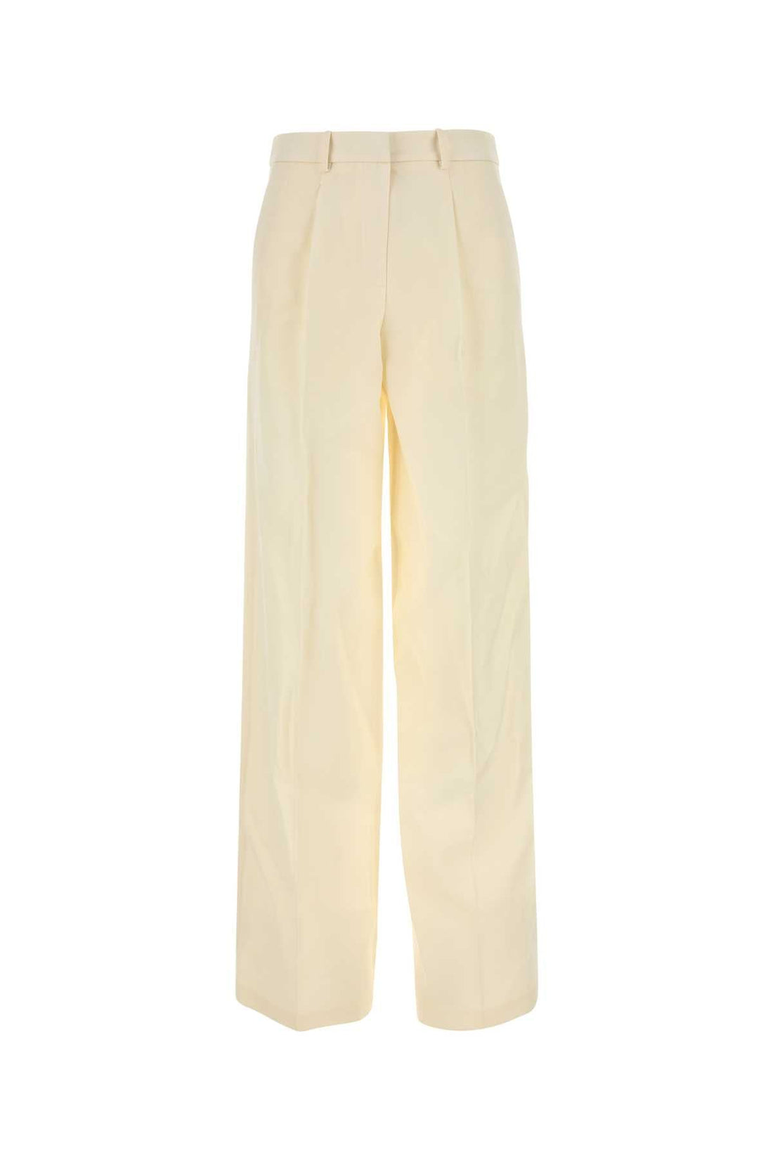 Magda Butrym Women Cream Wool Blend Wide-Leg Pant by Luosophy