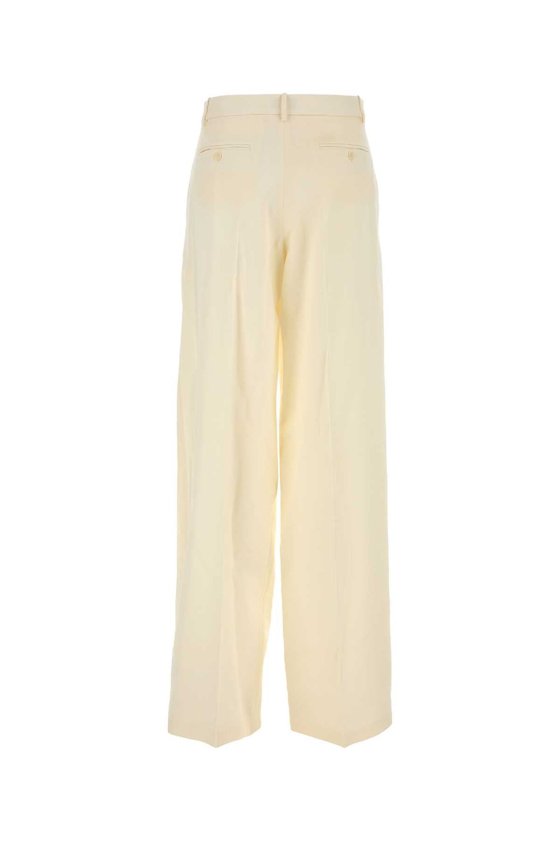 Magda Butrym Women Cream Wool Blend Wide-Leg Pant by Luosophy