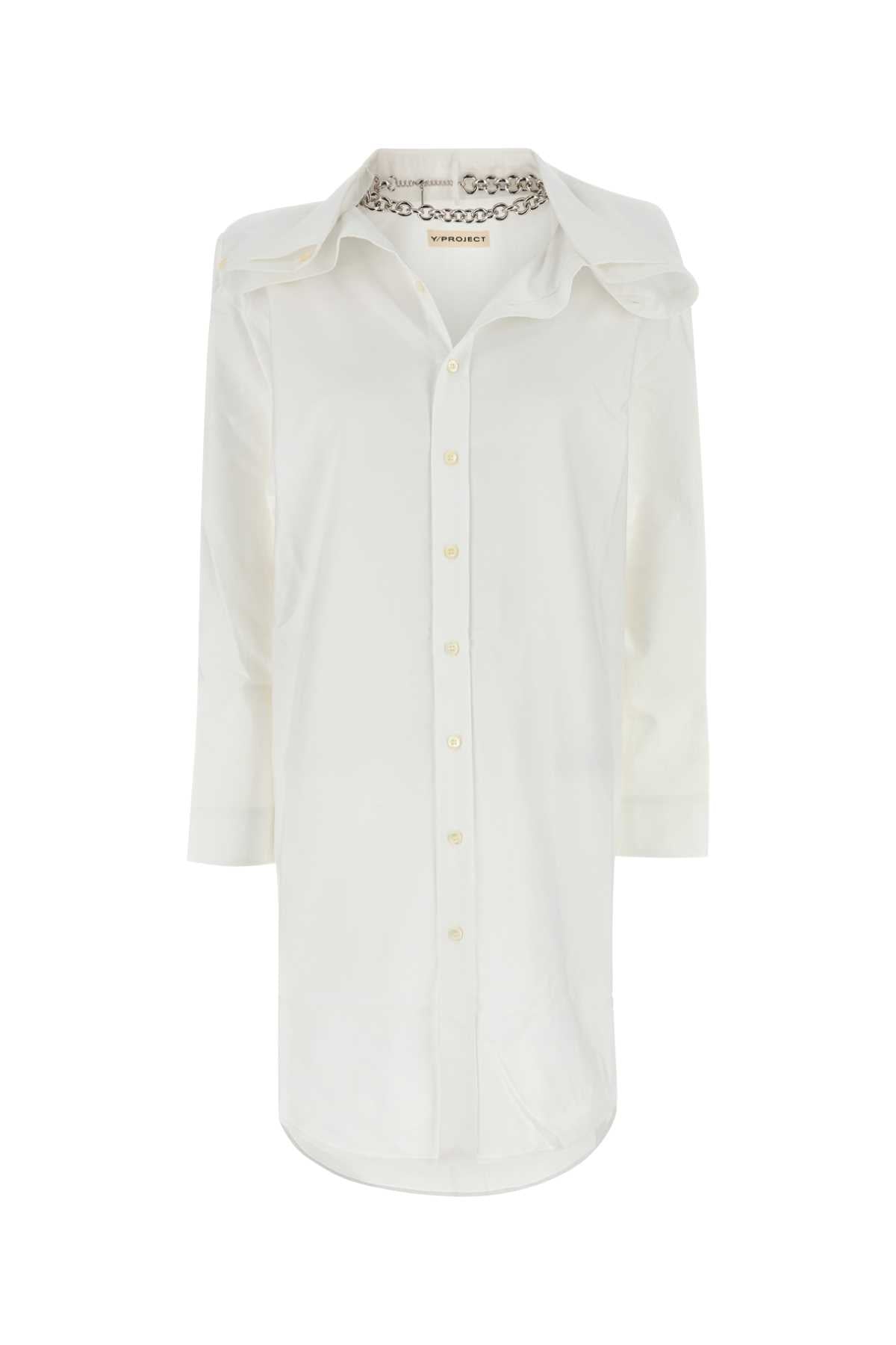Y Project Women White Oxford Shirt Dress by Luosophy