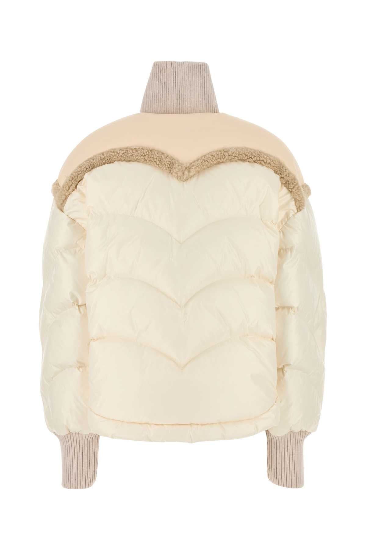 Khrisjoy Women Ivory Nylon Corazon Down Jacket by Luosophy