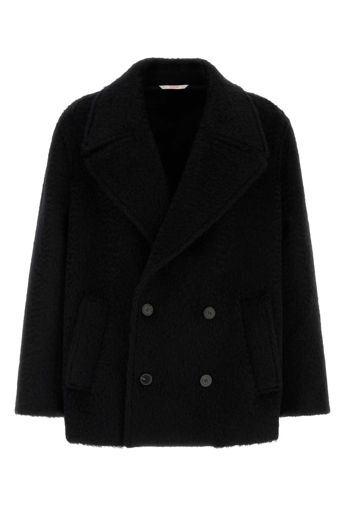 Valentino Garavani Men Black Mohair And Wool Coat by Luosophy
