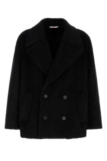 Valentino Garavani Men Black Mohair And Wool Coat  DestGlow