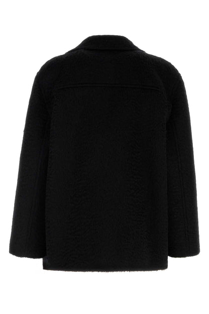 Valentino Garavani Men Black Mohair And Wool Coat by Luosophy