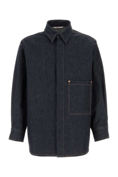 Valentino Garavani Men Dark Blue Denim Oversize Shirt by Luosophy