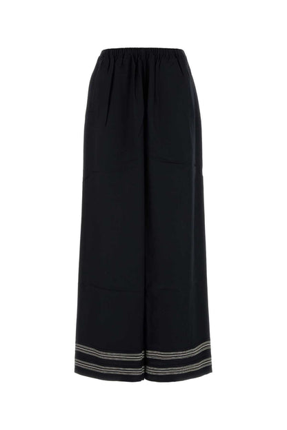 Bode Women Black Viscose Mathilde Wide-Leg 