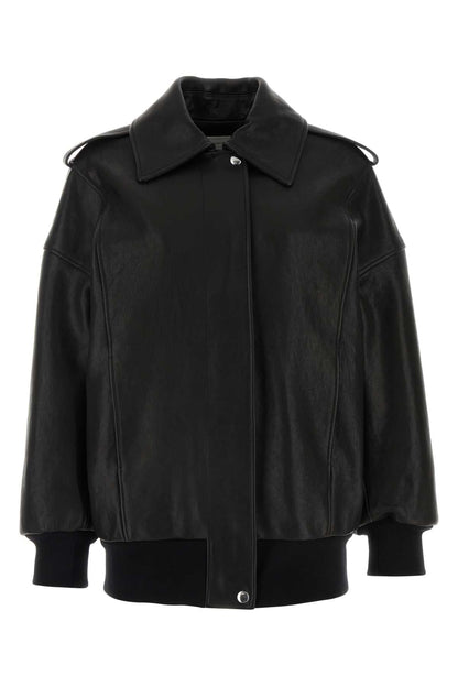 Alexander Mcqueen Women Black Leather Oversize Jacket by Luosophy