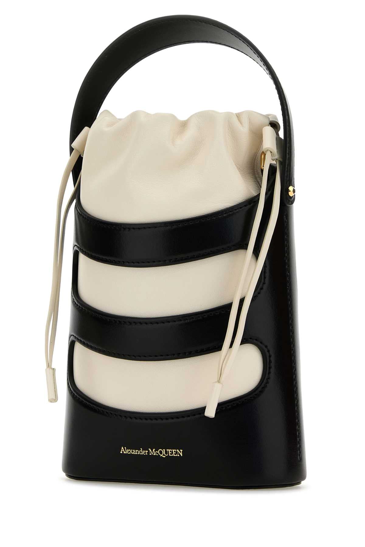 Alexander Mcqueen Women Two-Tone Leather Mini The Rise Bucket Bag by Luosophy