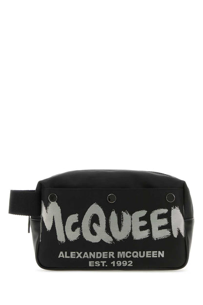 Alexander Mcqueen Men Black Fabric Mcqueen Graffiti Beauty Case by Luosophy