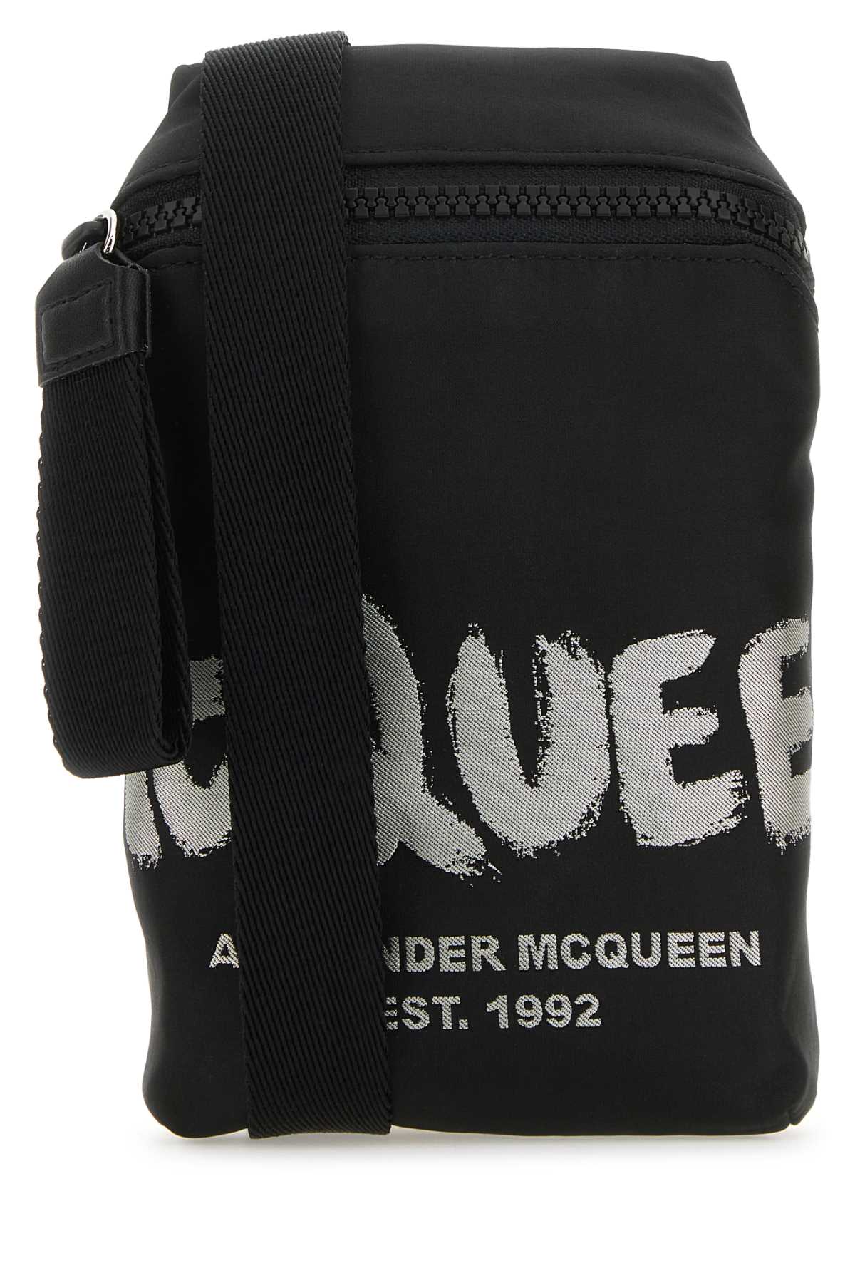 Alexander Mcqueen Men Black Fabric Mcqueen Graffiti Crossbody Bag by Luosophy