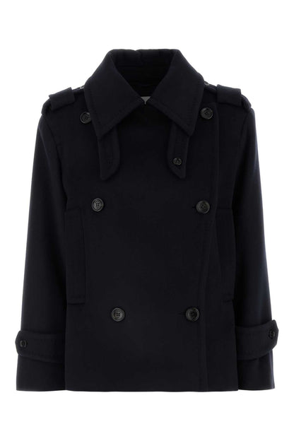 Max Mara Women Dark Blue Wool Blend Laveno Coat by Luosophy