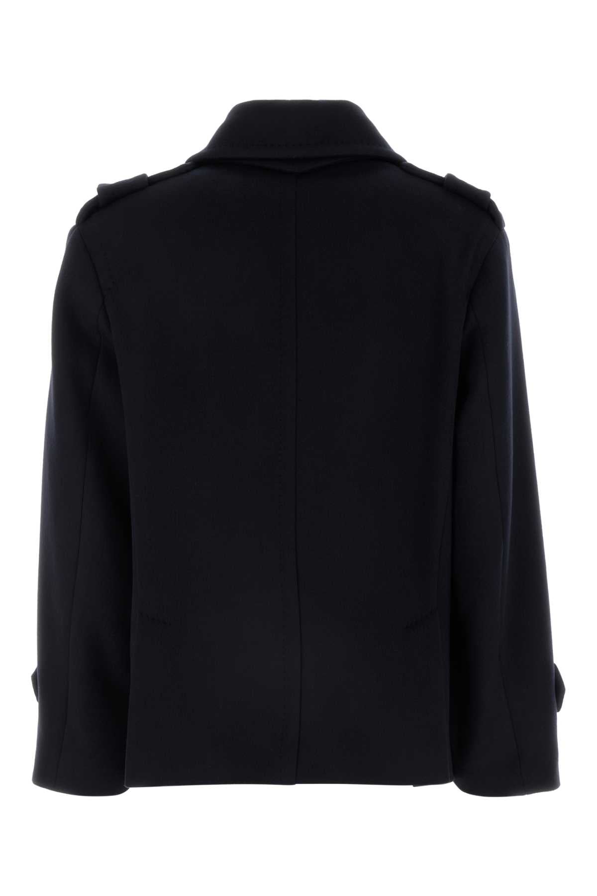 Max Mara Women Dark Blue Wool Blend Laveno Coat by Luosophy
