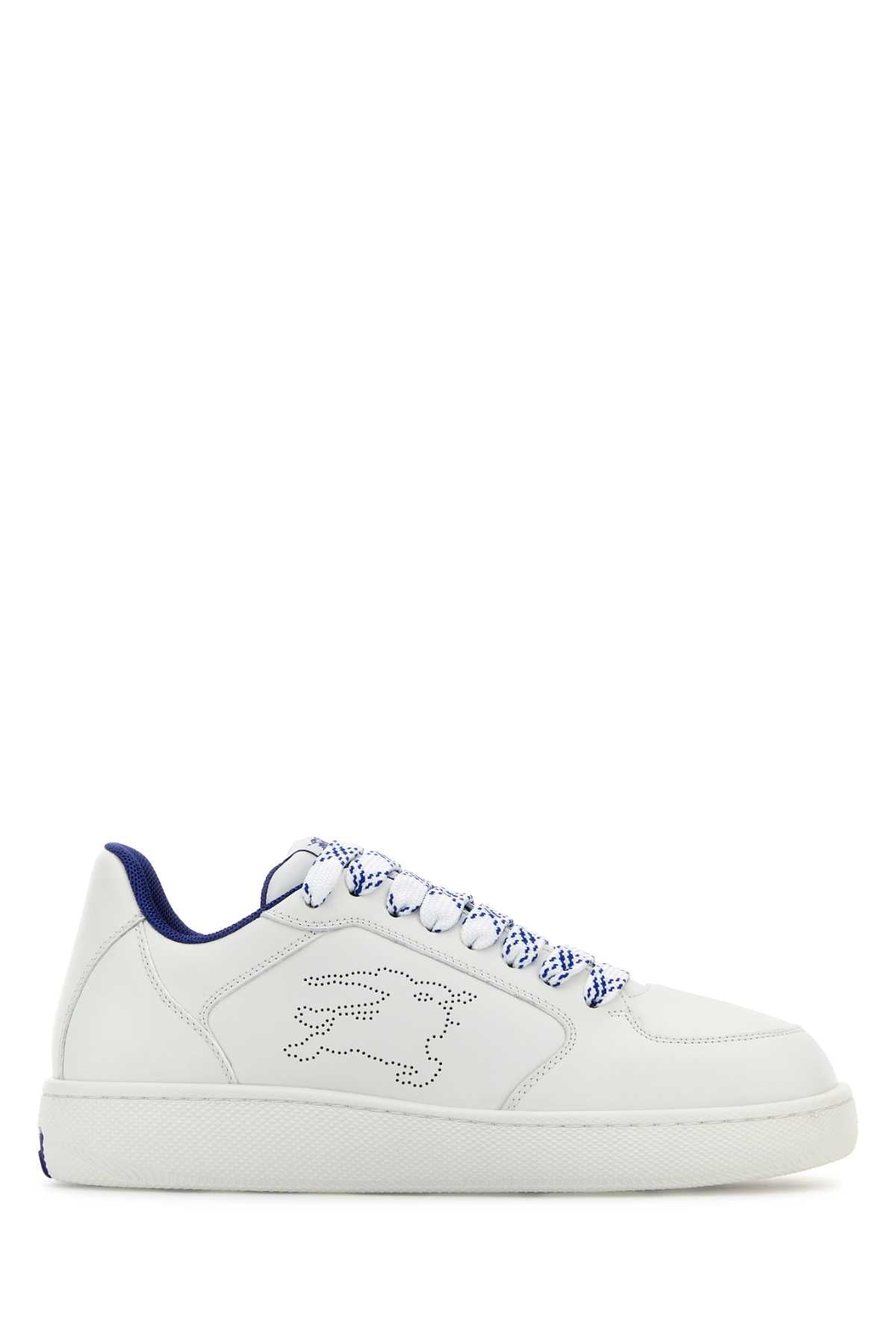 Burberry Men White Leather Stock Sneakers by Luosophy