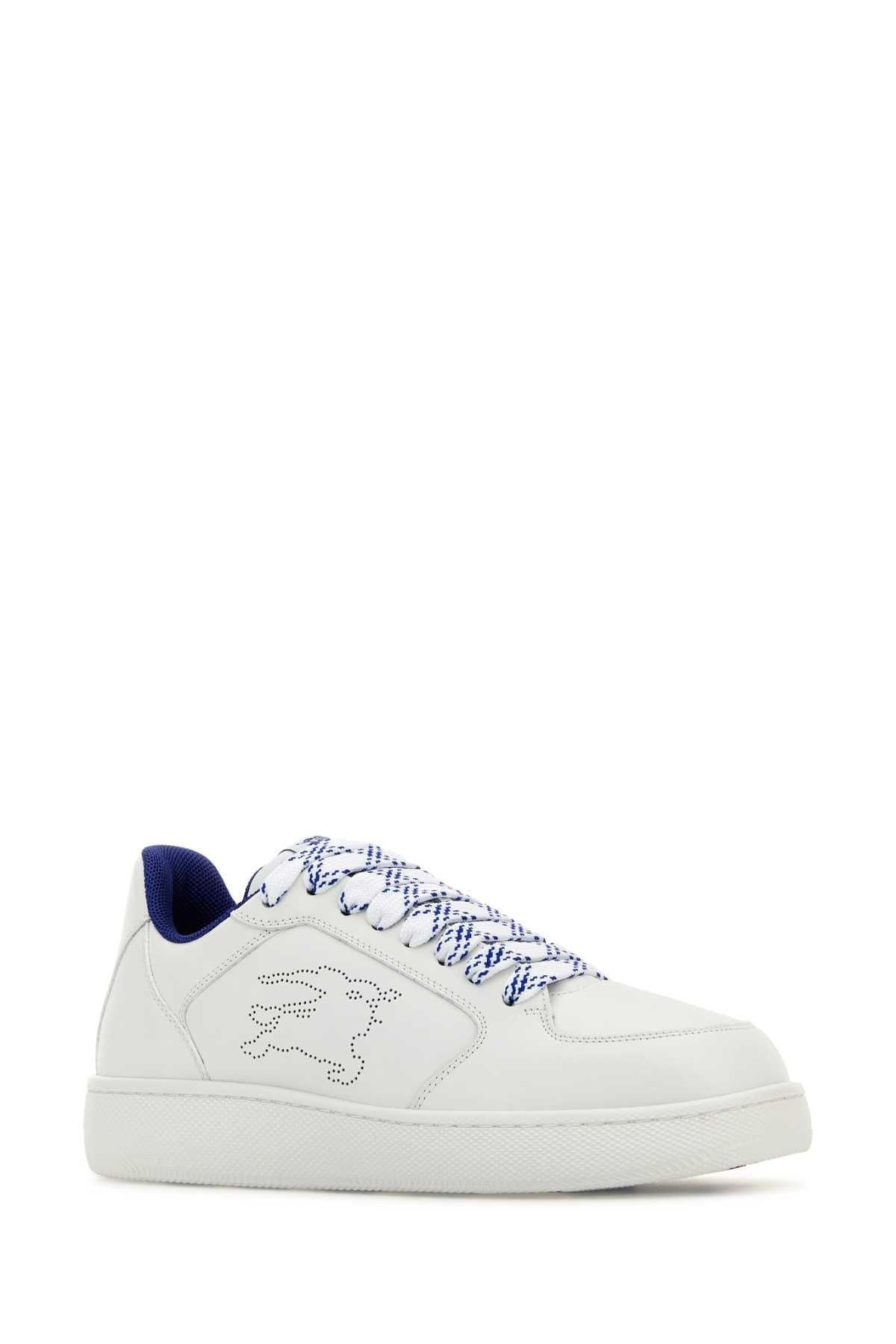 Burberry Men White Leather Stock Sneakers by Luosophy