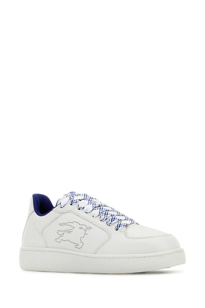 Burberry Men White Leather Stock Sneakers by Luosophy