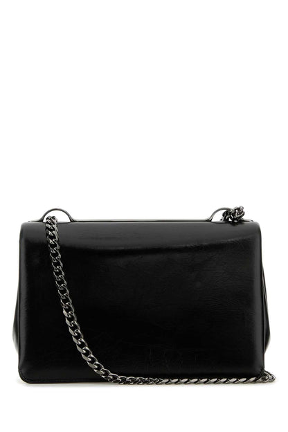 Valentino Garavani Women Black Leather Medium Vlogo Shoulder Bag by Luosophy