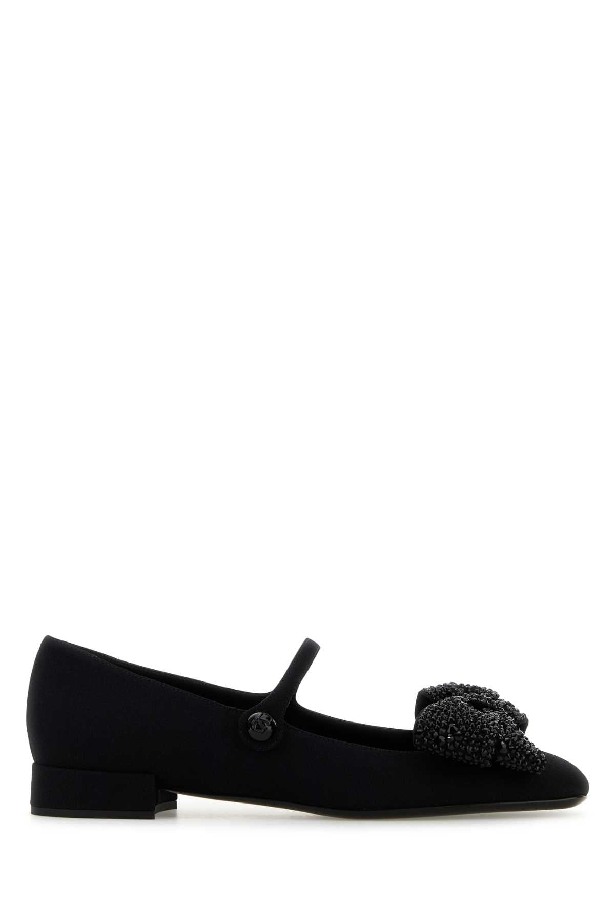 Valentino Garavani Women Black Fabric Ballerinas by Luosophy