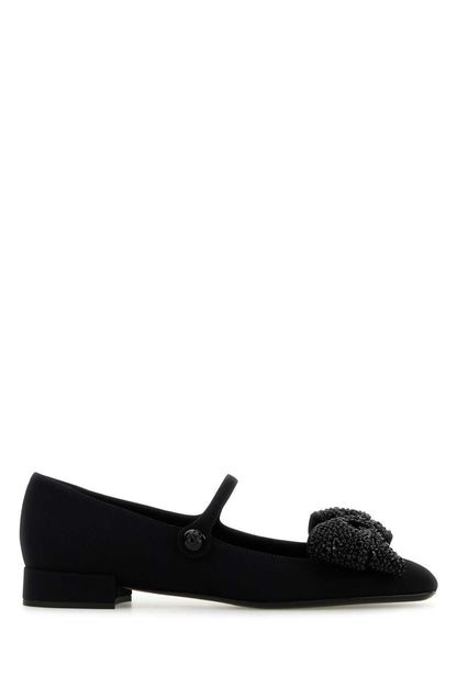 Valentino Garavani Women Black Fabric Ballerinas by Luosophy