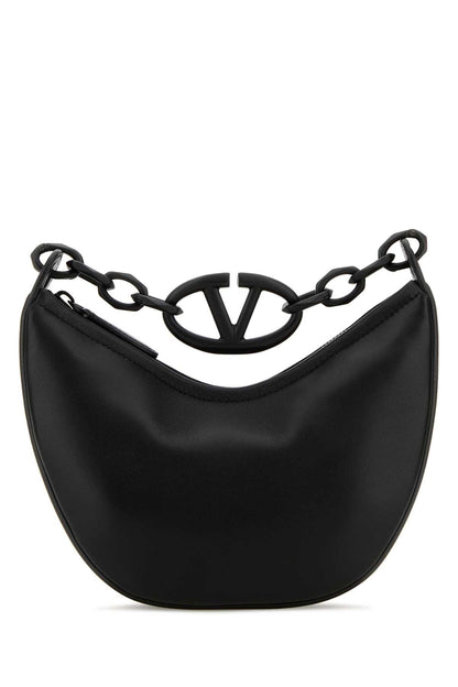 Valentino Garavani Women Black Leather Hobo Vlogo Moon Handbag by Luosophy
