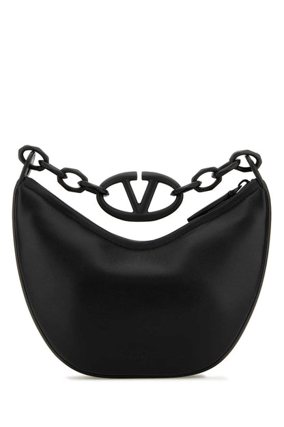 Valentino Garavani Women Black Leather Hobo Vlogo Moon Handbag by Luosophy