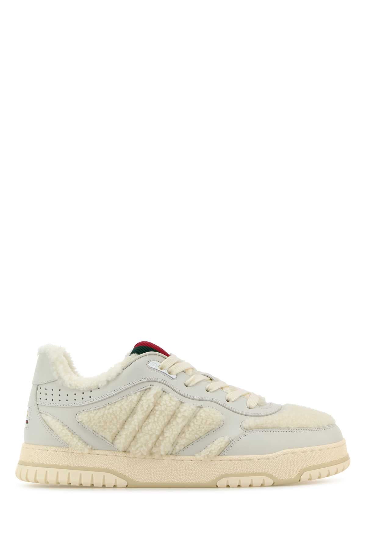 Gucci Women White Leather And Teddy Re-Web Sneakers by Luosophy