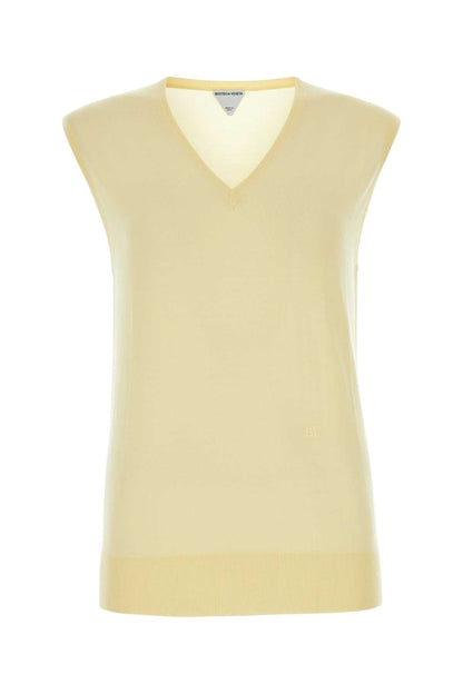 Bottega Veneta Women Pastel Yellow Cotton Blend Vest by Luosophy