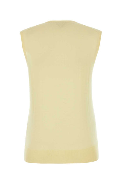 Bottega Veneta Women Pastel Yellow Cotton Blend Vest by Luosophy