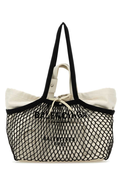 Balenciaga Women Two-Tone Canvas And Mesh Medium 24/7 Shopping Bag by Luosophy