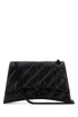 Balenciaga Women Black Leather Medium Crush Shoulder Bag by Luosophy