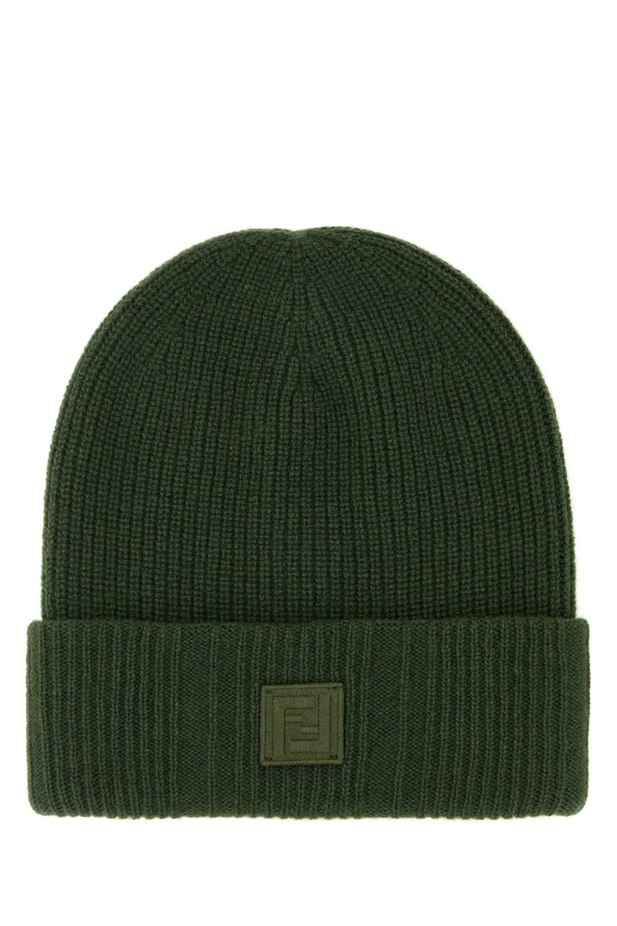 Fendi Men Green Wool Blend Beanie Hat by Luosophy