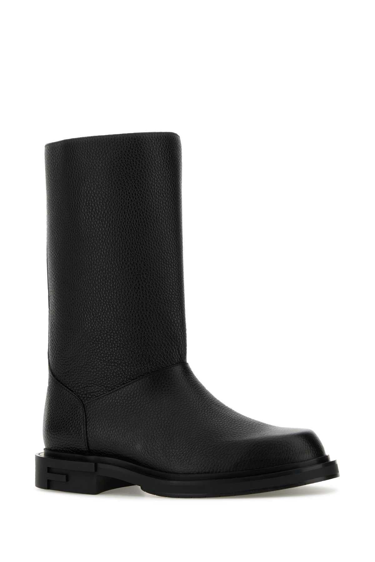 Fendi Men Black Leather Frame Boots by Luosophy