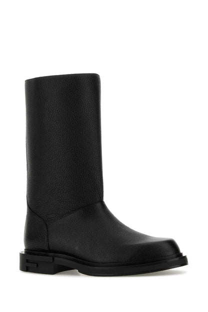Fendi Men Black Leather Frame Boots by Luosophy