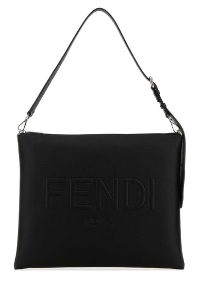 Fendi Men Black Leather Fendi After Fendi Roma Shoulder Bag by Luosophy