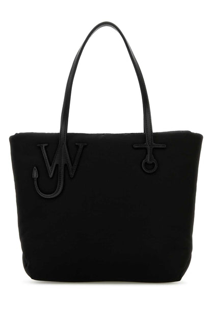 Jw Anderson Women Black Fabric Puffy Anchor Shopping Bag by Luosophy