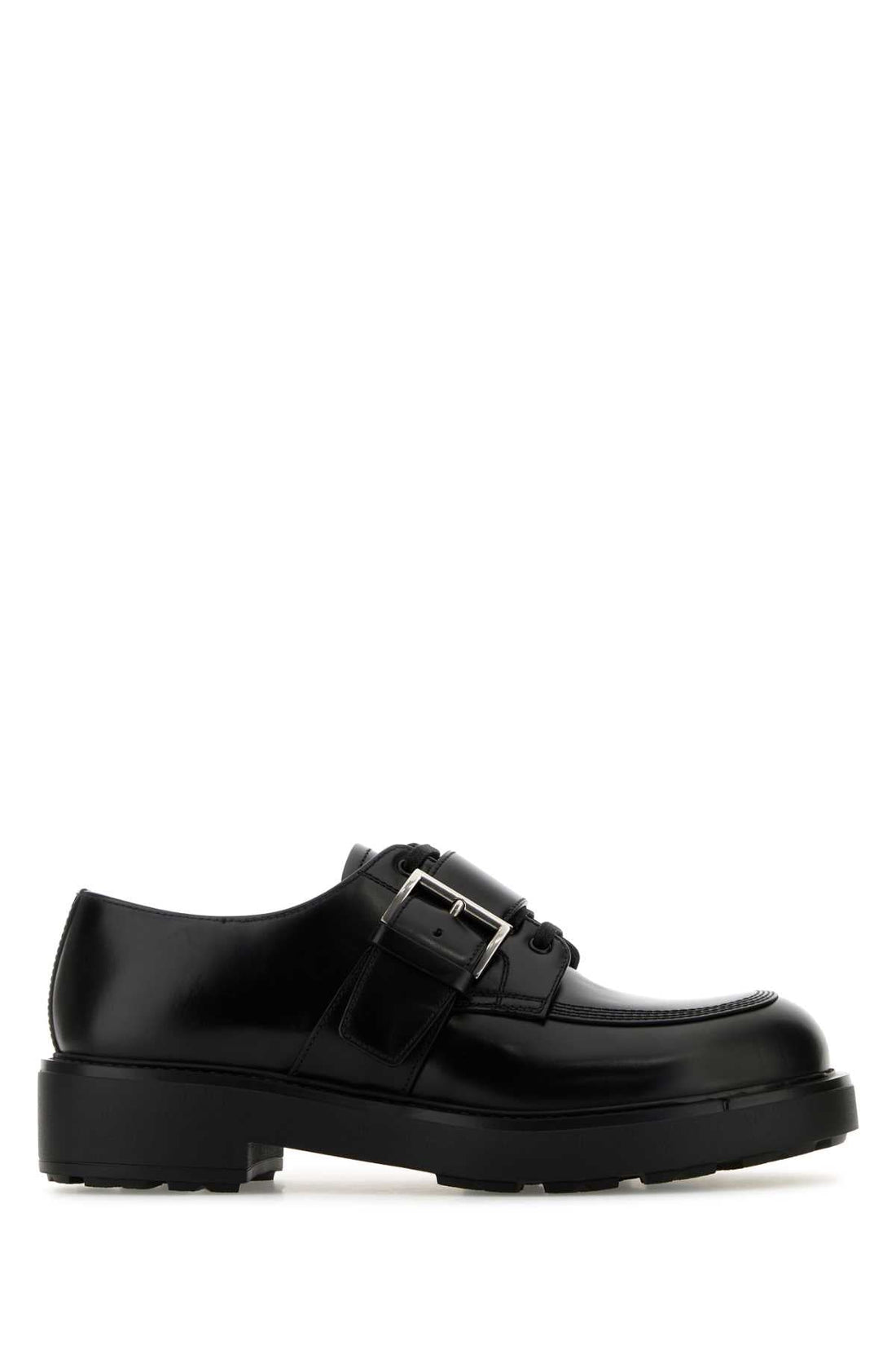 Prada Men Black Leather Lace-Up Shoes by Luosophy
