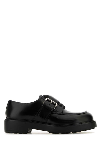 Prada Men Black Leather Lace-Up Shoes by Luosophy