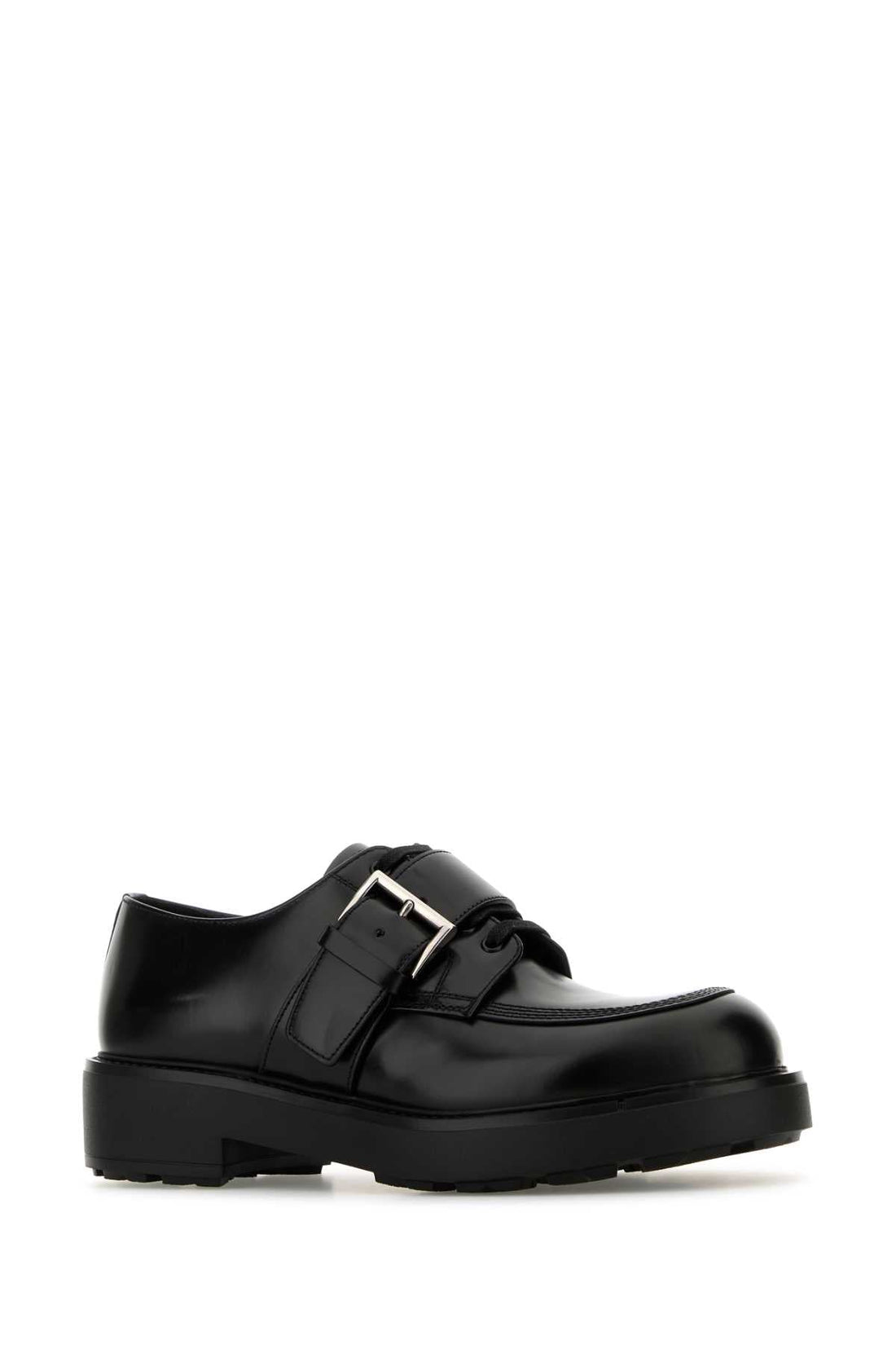 Prada Men Black Leather Lace-Up Shoes by Luosophy
