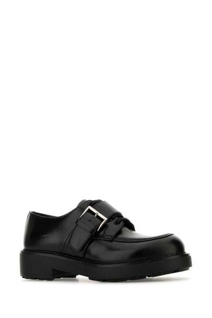 Prada Men Black Leather Lace-Up Shoes by Luosophy